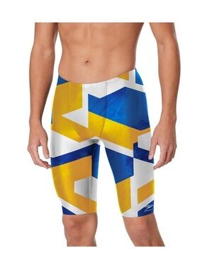 Speedo Men's Glimmer Swim Jammer, Sapphire/Gold, NIB, Size 30
